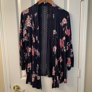Maurices navy and floral cardigan